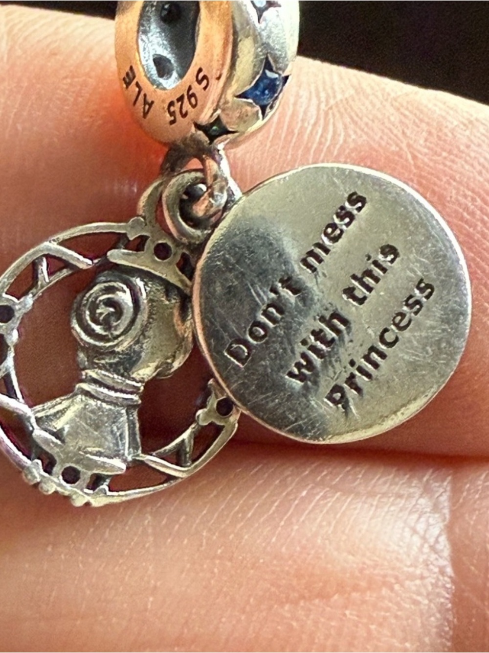 Sterling Silver Blue Zodiac Ram Charm Pendant - Picture 4 of 5